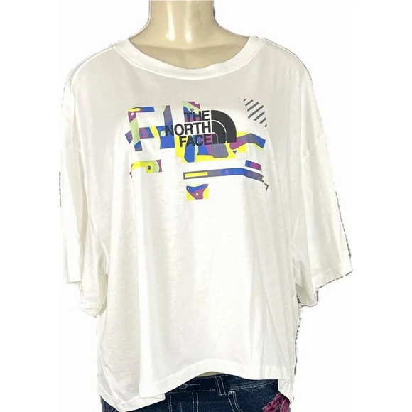 The North Face + 3XL Logo White BHM Coordinates Graphic Short Sleeve Crop Tee - Picture 2 of 6